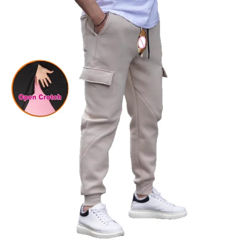 مفتوح المنشعب الرجال الوزن الثقيل الصوف بنطال رياضي شتاء دافئ لينة مدبب Sweatpants النمط الأوروبي الأمريكي تجريب الحضرية غير رسمية