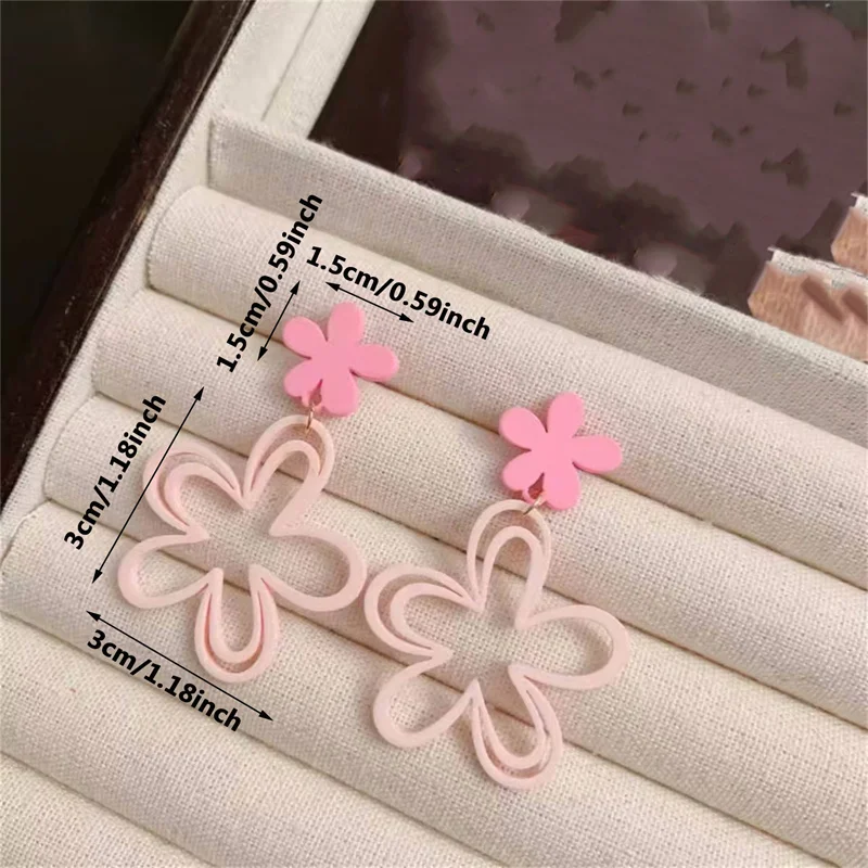 Fashion Pink Girl Sweet Earrings Colorful Dopamine Flower Alloy Earrings Earrings Earclips Earrings Romantic Jewelry