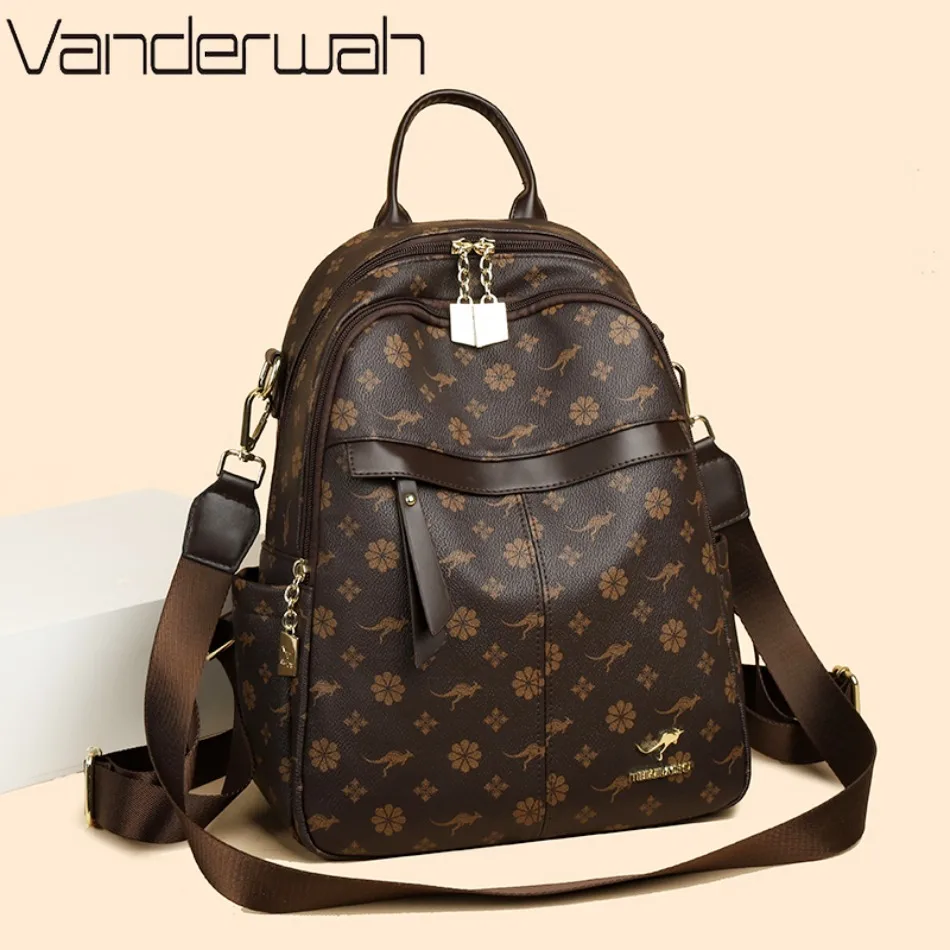 

New Classical Fashion High Quality Soft Leather Travel Backpack Women Large Capacity Luxury Shoulder Bags School Bag Backpacks