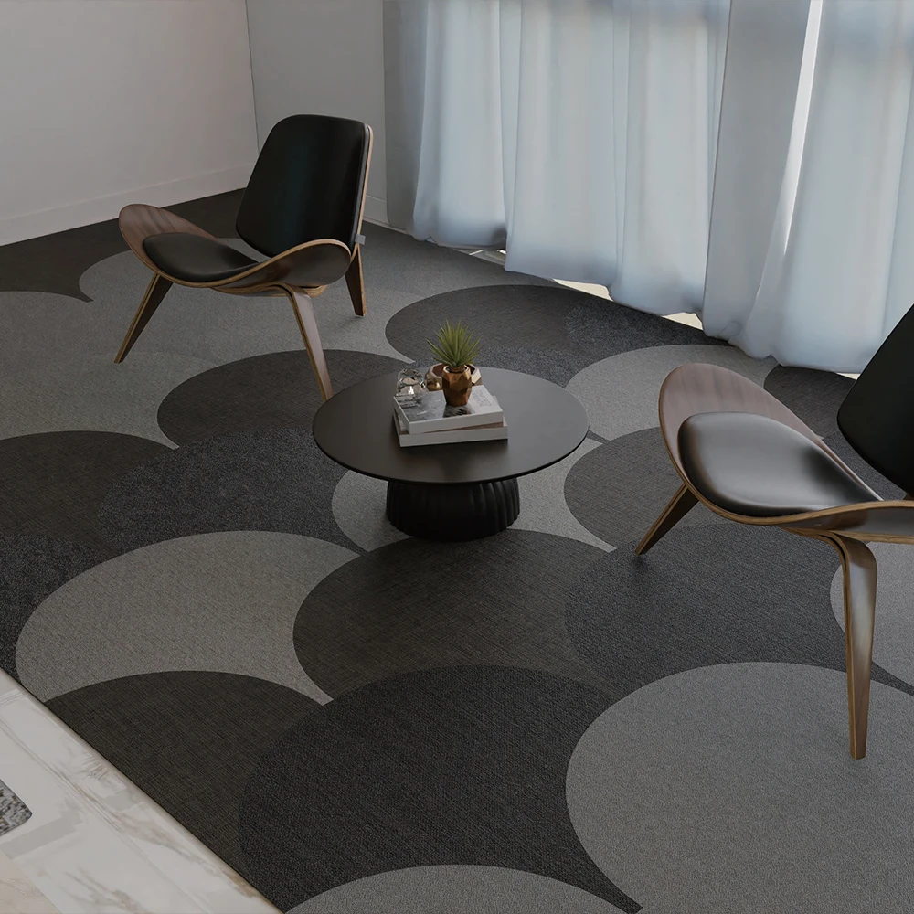 Eco Friendly Phthalate Free Fire Retardant Waterproof Woven Vinyl Carpet Tiles Stain Resistant Antimicrobial Flooring for Hotels