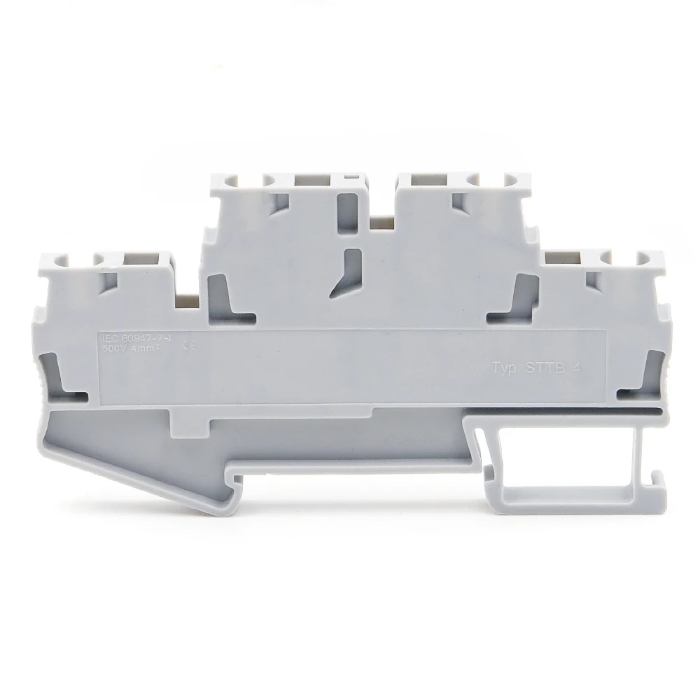 5pcs Din Rail Terminal Block STTB-4 Electrical Connectors Double Layer Spring Connection Connector Wire Conductors