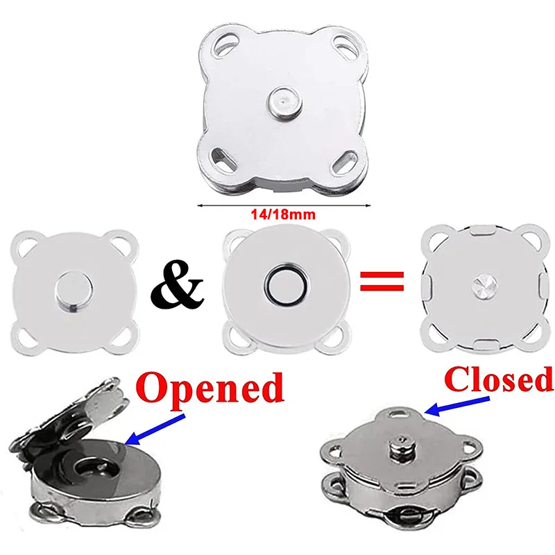 1/10 Sets magnetischer Druckknopf aus Metall, unsichtbar, zum Aufnähen, Knopfverschluss, Verschlüsse, Verschlüsse für Geldbörse, Taschen, Kleidung, Basteln, DIY-Zubehör