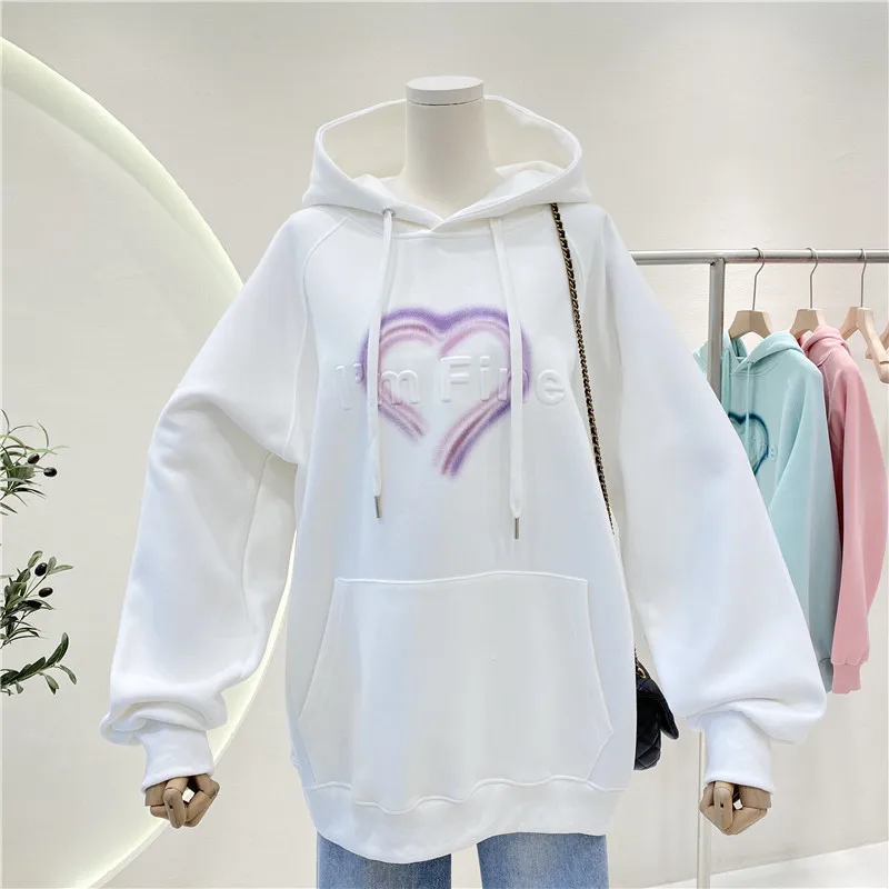 Frühling Herbst Frauen Hoodie koreanische Mode Sweatshirt Druck Buchstaben Harajuku Langarm Bottom ing Pullover weiblich