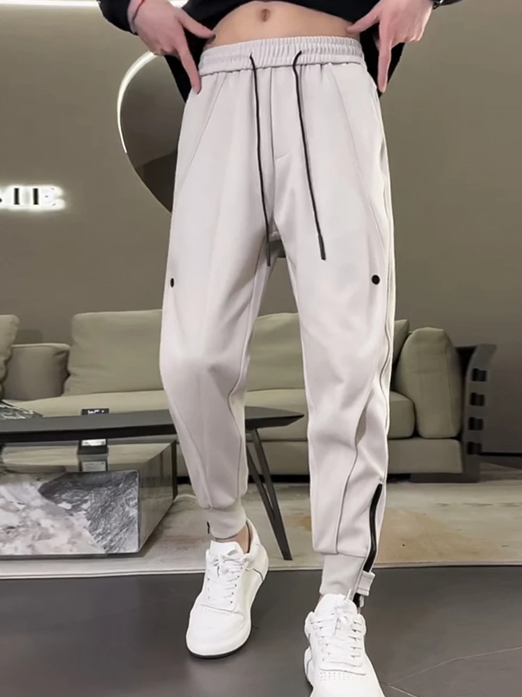 Loose Korean Style Men's Summer Casual Pants  Color Design Harlan Trendy All-Match Zipper Decorated Sweatpants