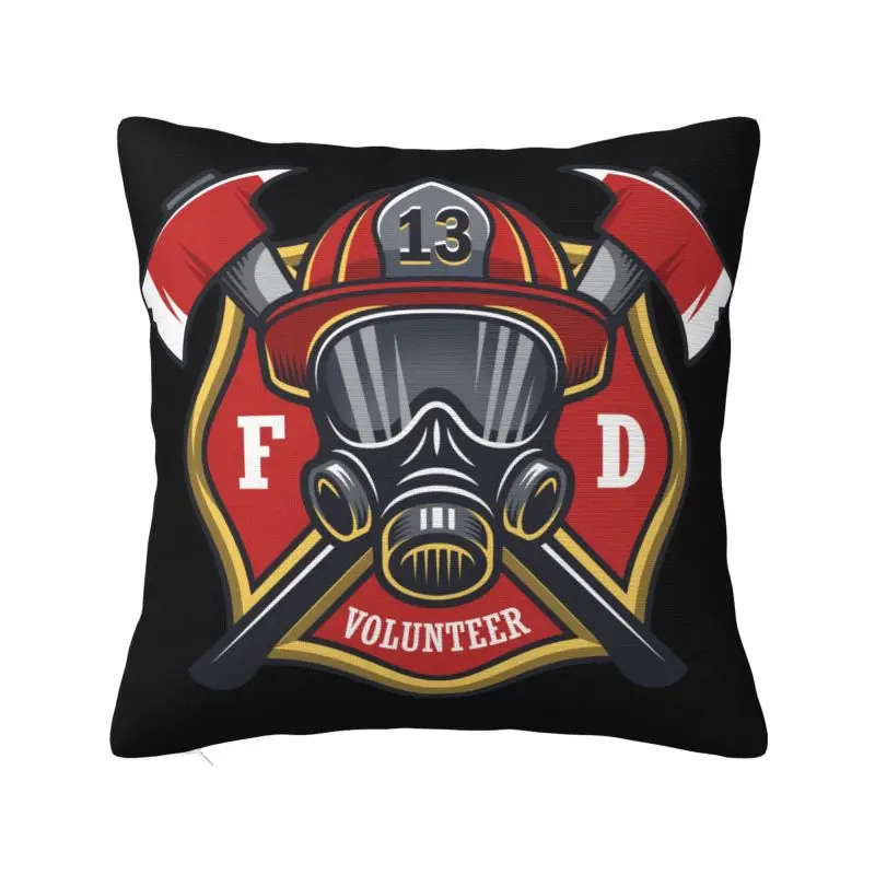 

Luxury Firefighter Skull Cushion Cover 45x45cm Velvet Fireman Fire Rescue Pillow for Sofa Car Square Pillowcase Decoration