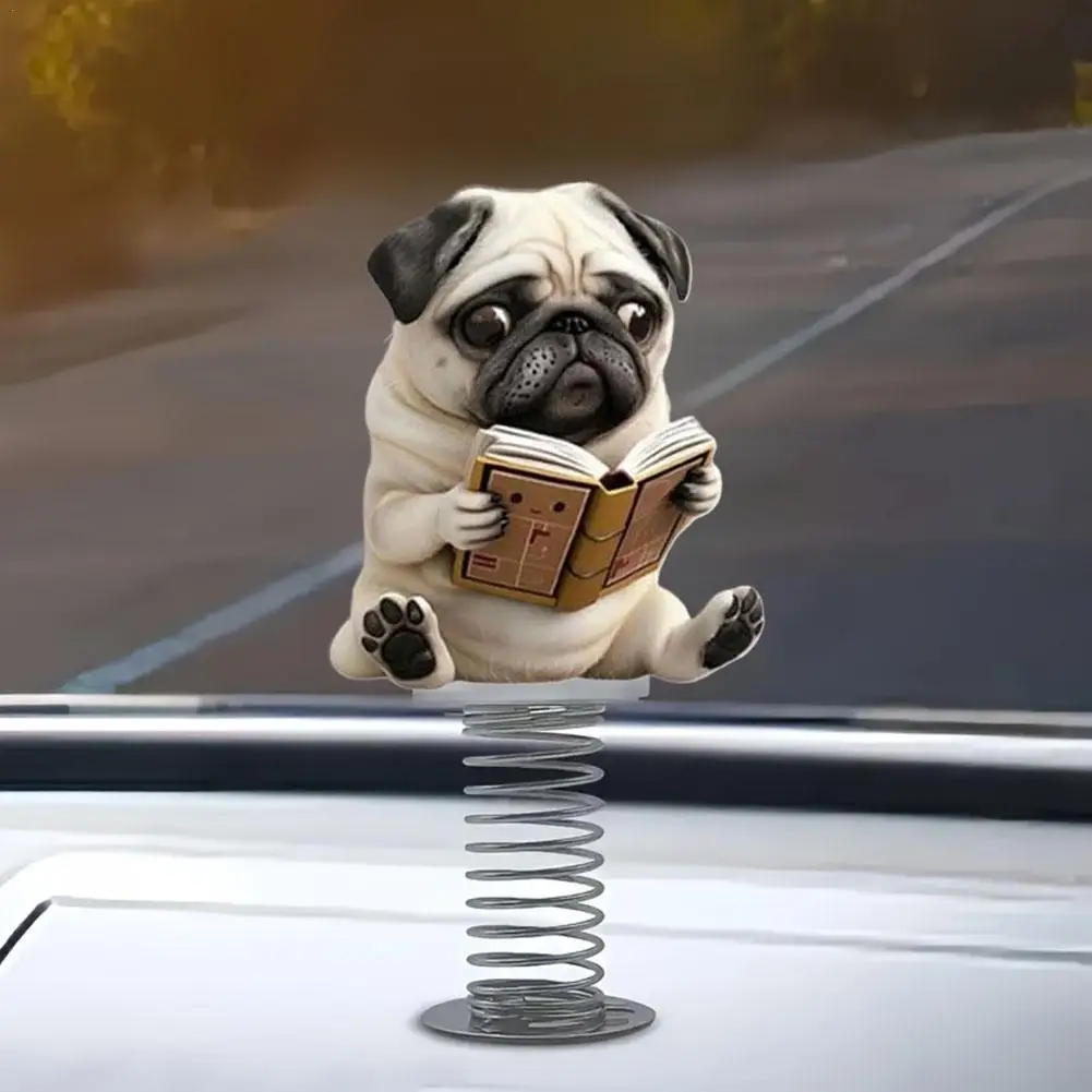 Adorável cão acrílico primavera balançando cabeça ornamentos decorações do painel do carro brinquedo engraçado bonito 2d em forma de acessórios