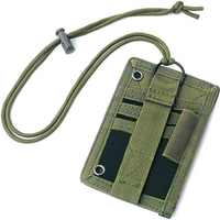 NEW MOLLE Tactical ID Card Holder Hook Loop Patch Tour Guide Badge Holders Outdoor Travel Pouch Pen Purse and Nylon Lanyard
