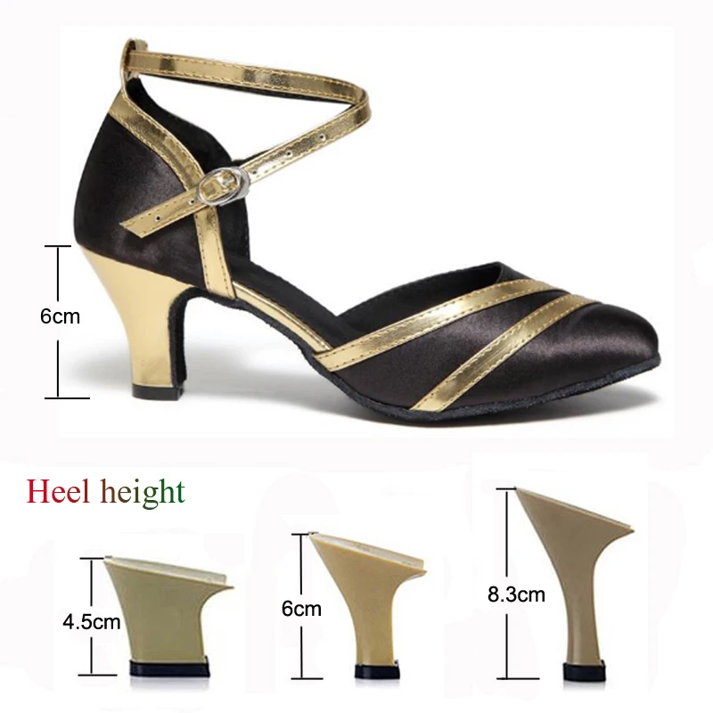 Latin Dance Shoes Women's Salsa Tango Ballroom Party Women's Shoes Silver Gold High Heel Dance Sneakers Outdoor Rubber Sole