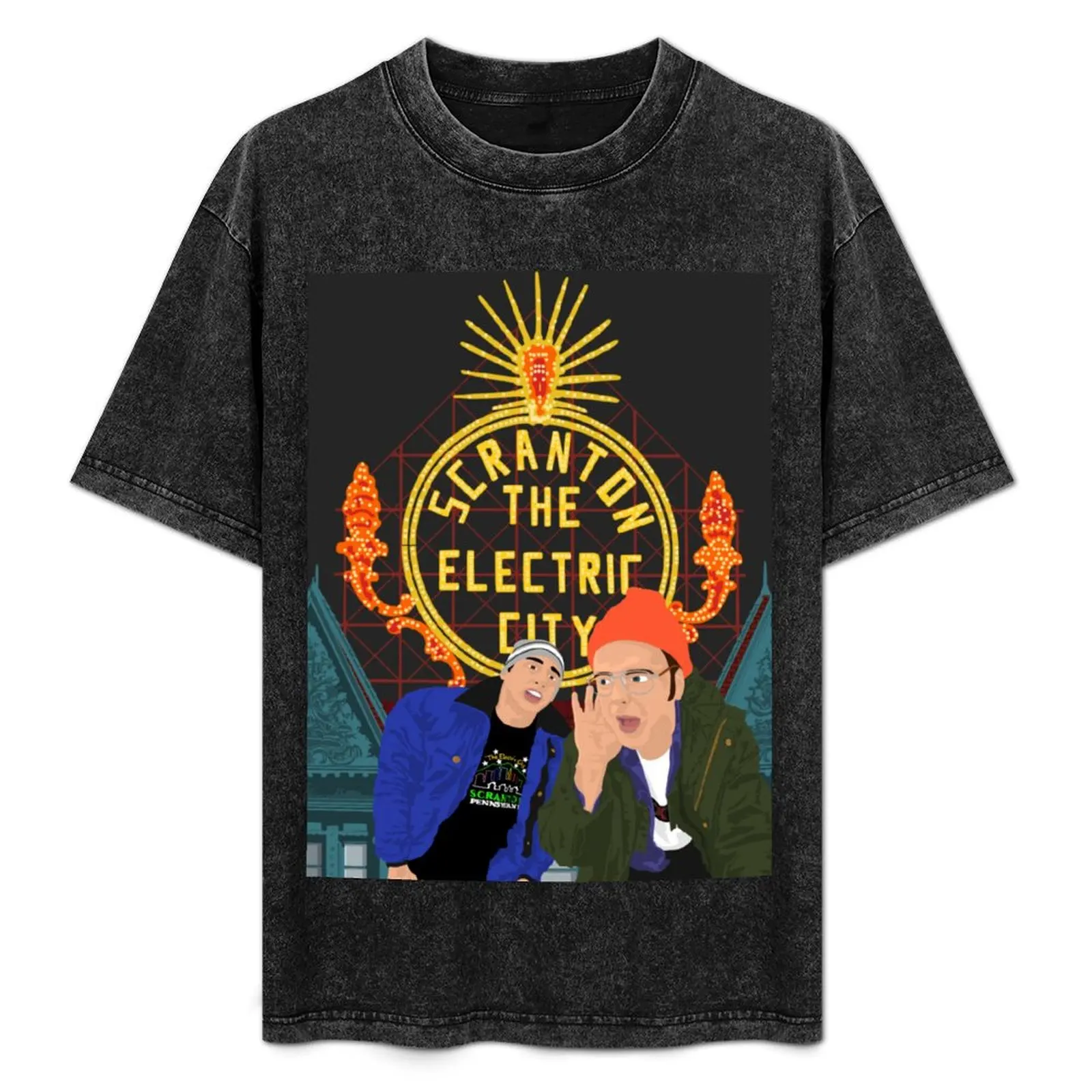 

Lazy Scranton The Electric City T-Shirt Stylish Print Short Sleeve Tee