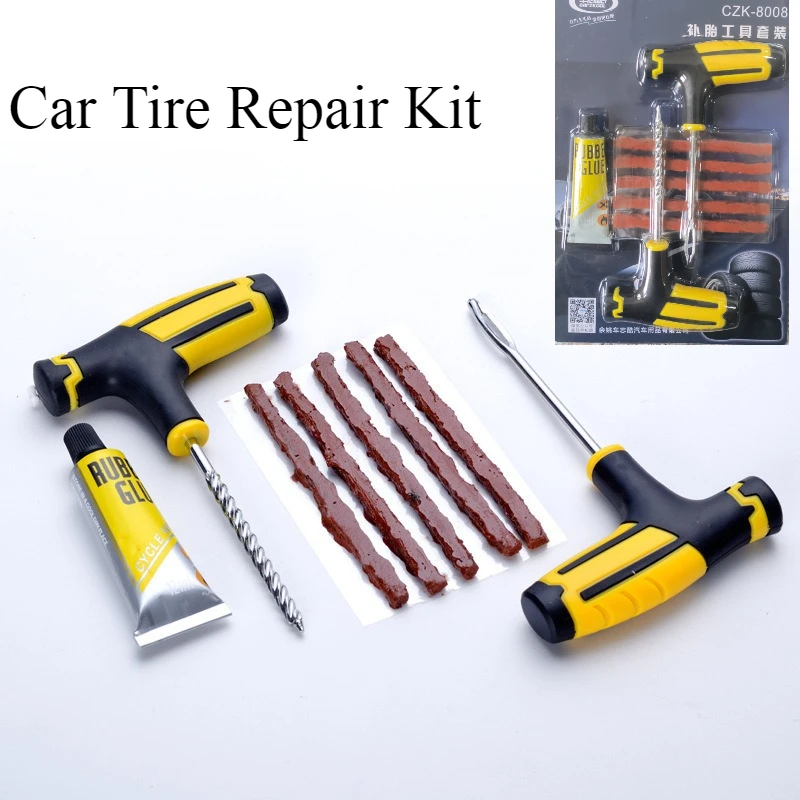 

Tubeless Tire Repair Kit with Rubber Strip Plugs & Insertion Tools for Car Motorcycle Truck Puncture Emergency Fix Accessories