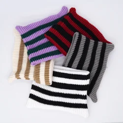 Ins Popular YK2 Funny Cat Ear Star Striped Beanies Cap Winter Hat Women Girl Little Devil Knitted Skullies Bonnets Party Gift