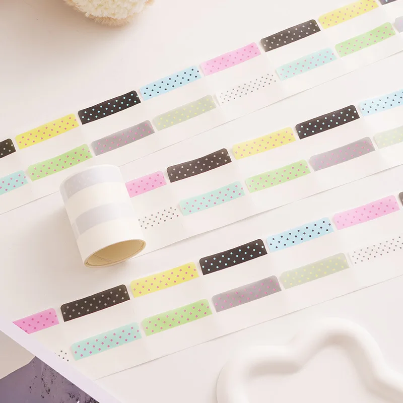 100pcsColorful polka dot index tabs，insWind translucent waterproof sticky notes，Student handbook classification label stickers