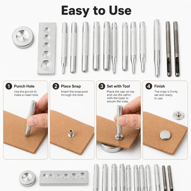 

1Set Meetee Metal Button Installation Tool Kit Snap Fastener Setter Punch Mold for Clothes Bag Garment Repair Sewing Accessories
