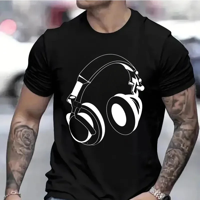 T Shirts for Men Headphones Graphic Tee Unisex Mens T Shirt Music DJ Graphic T-shirts Gift T Shirt Clothing for Husband Clothes