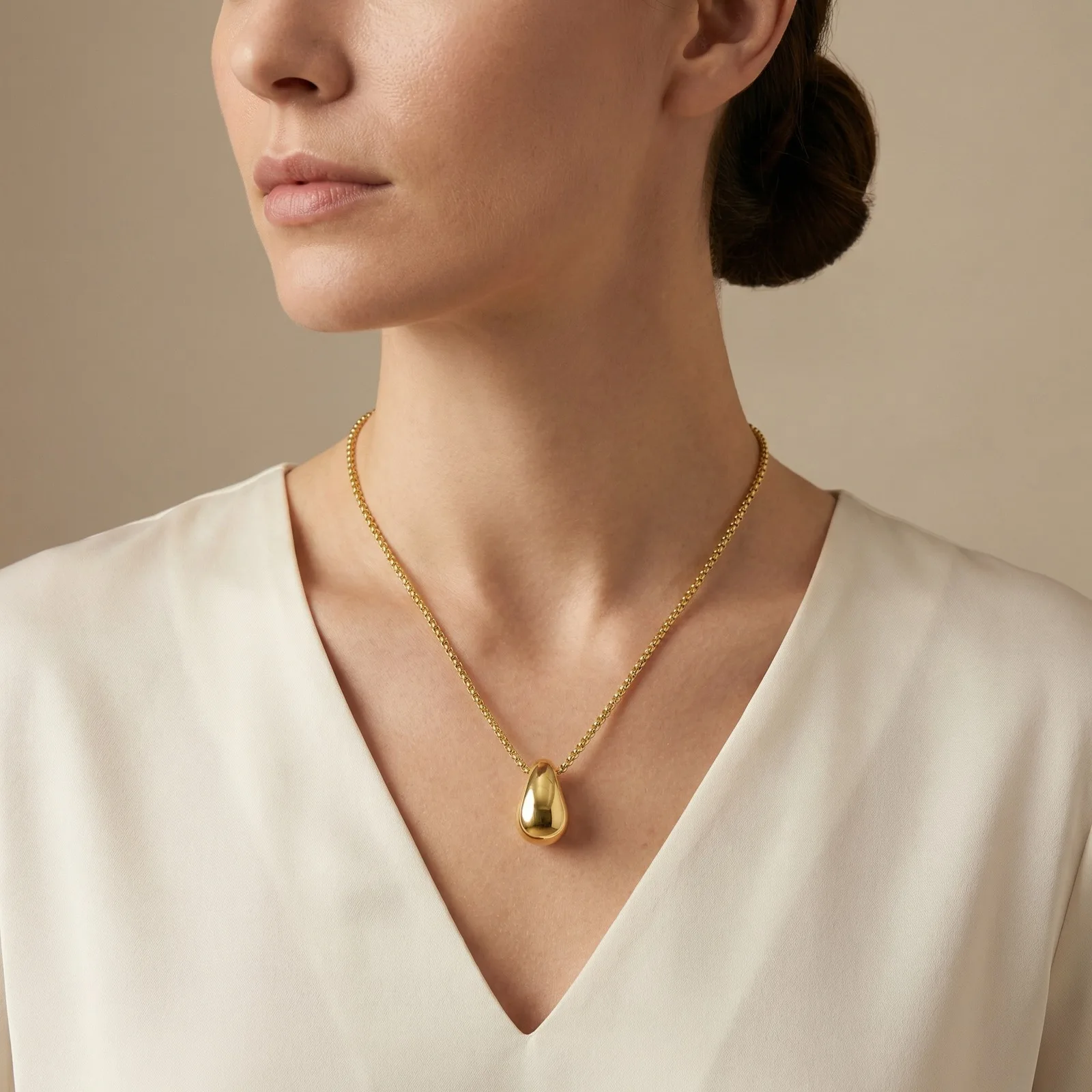 

Vnox Minimalist Style Water Drop Pendant Chain Necklace for Women, Gold Plated Choker Pendant Jewelry Personality Accessories