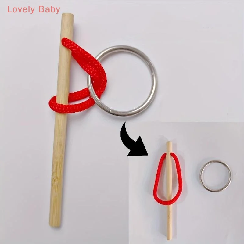 عصا الذكاء لتدريب الدماغ، عصا سحرية مع حبل وحلقة معدنية، لعبة ألغاز تعليمية، لعبة تدريب الدماغ للتطوير المعرفي