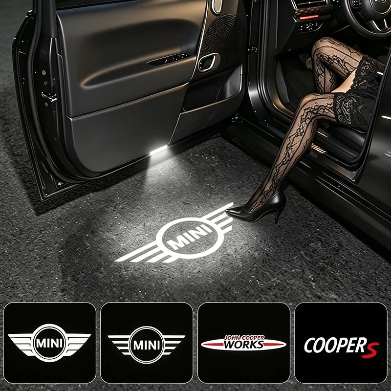Projektory LED HD z logo do drzwi samochodu, lampki powitalne do Mini Cooper JCW Works R56 R50 F54 F55 F56 F57 F60 R52 R53 R55 R57 R58 R59