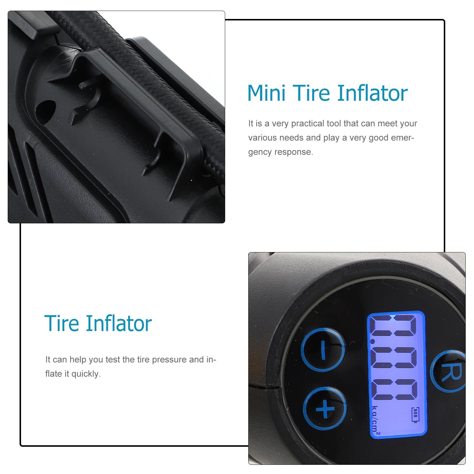 Inflator Tire Pump Air Compressor for Car Multipurpose Pure Copper Handheld Auto Abs Tyre Mini Portable