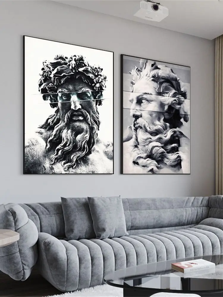 أثينا الكلاسيكية قماش اللوحة ، الأبيض والأسود الفن الحديث ، المنزل الجدار الديكور ، غرفة الصور ، جودة المعيشة ملصق