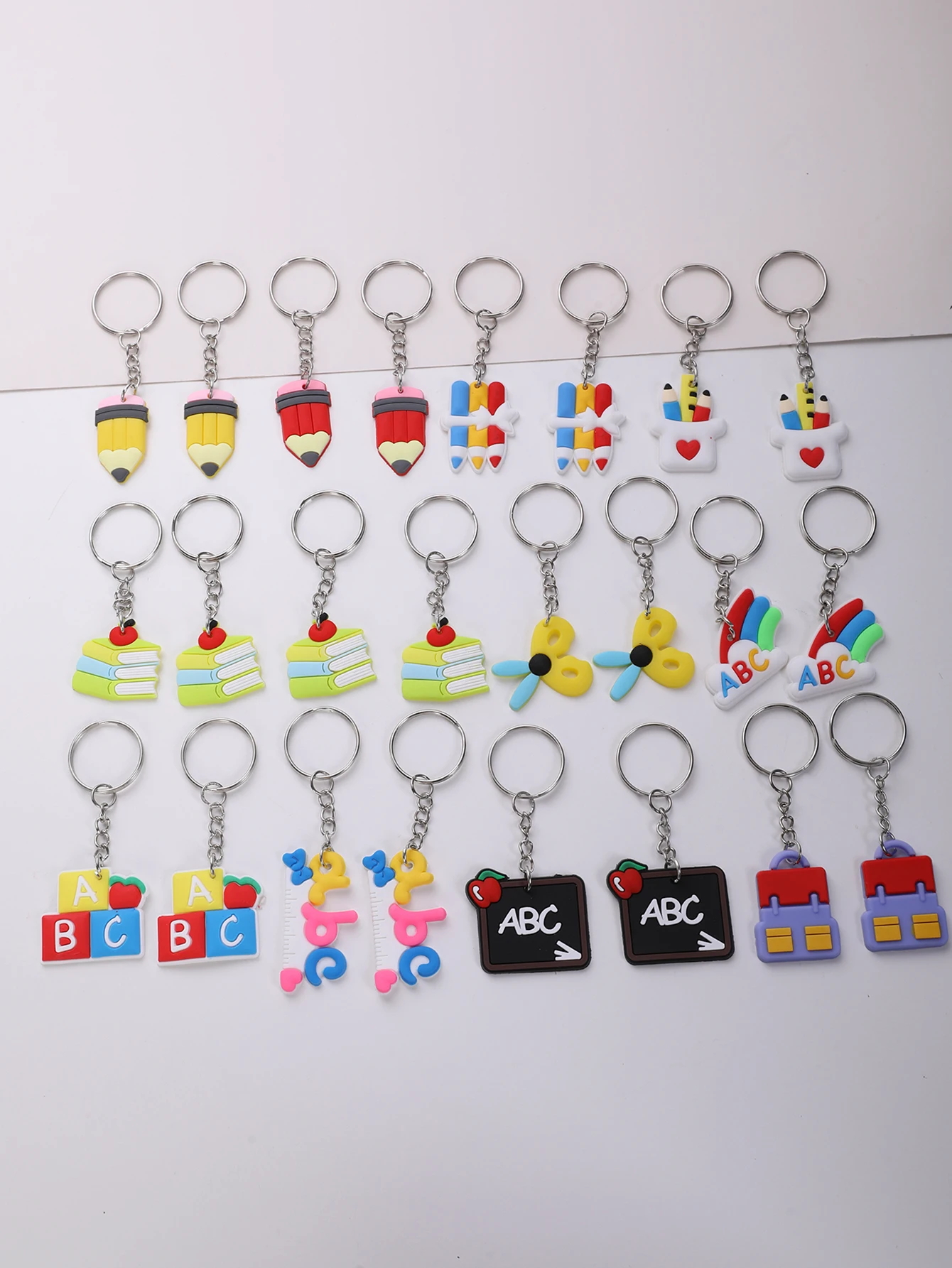 24pcs Students Stationery Keychain PVC School supplies Pendant Cartoon Bag Schoolbag Accessories School season Graduation Gifts - Image 2