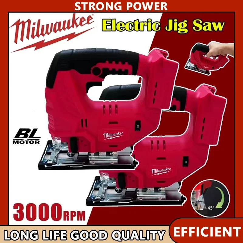 

Milwaukee 18V 20V Battery Brushless Jig Saw 0-45º Cutting 3 Orbital Settings Electric Jigsaw Woodworking Tool Power Tools