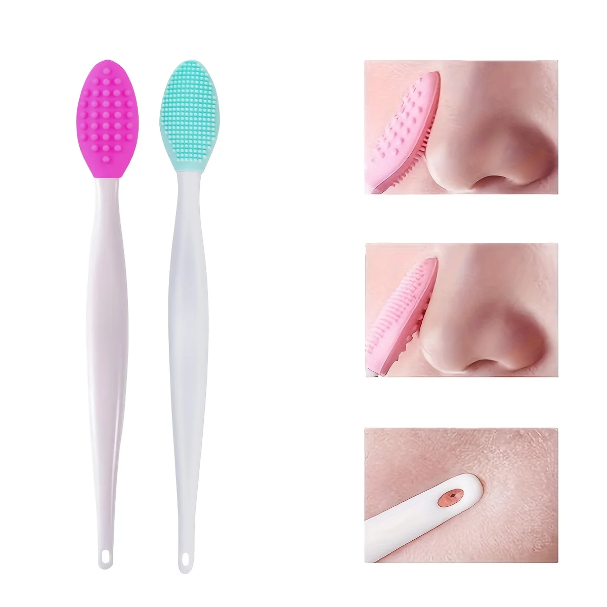 Set di strumenti per la rimozione dei punti neri del naso in silicone da 3 pezzi, strumento per raschiare i punti neri, spatola per la pelle per scrubber per il viso, scrubber esfoliante per il viso