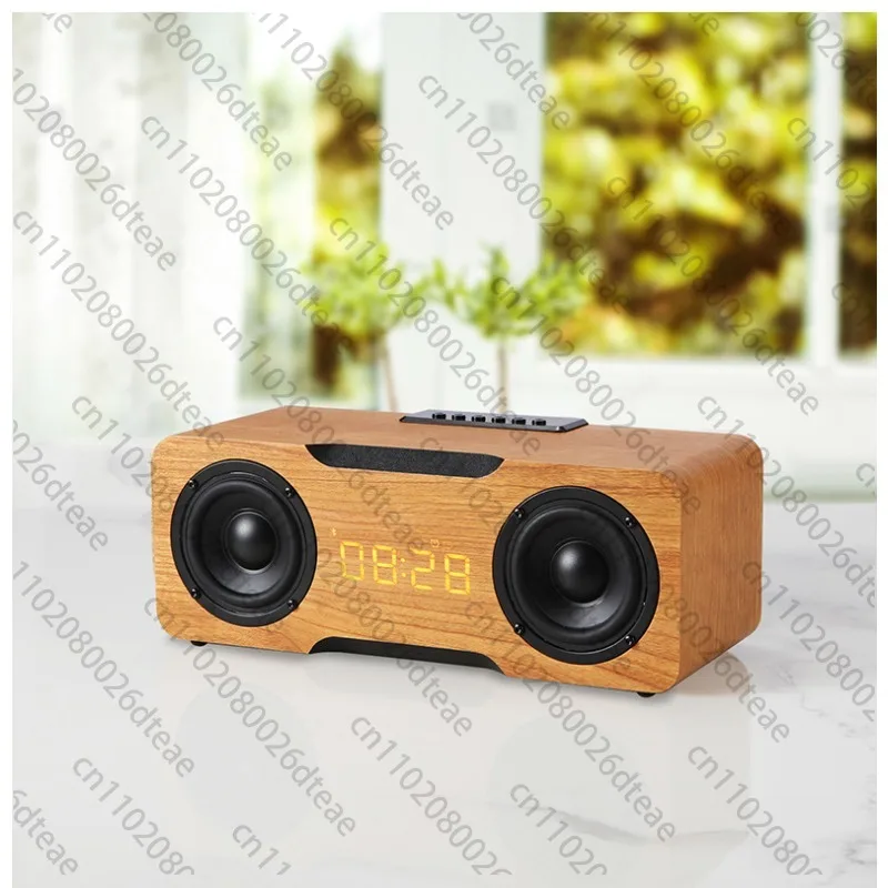 M8C Retro Wooden Bluetooth Speakers 30W HiFi Stereo Subwoofer Alarm Clock Digital Display SupportAudio Input Sound