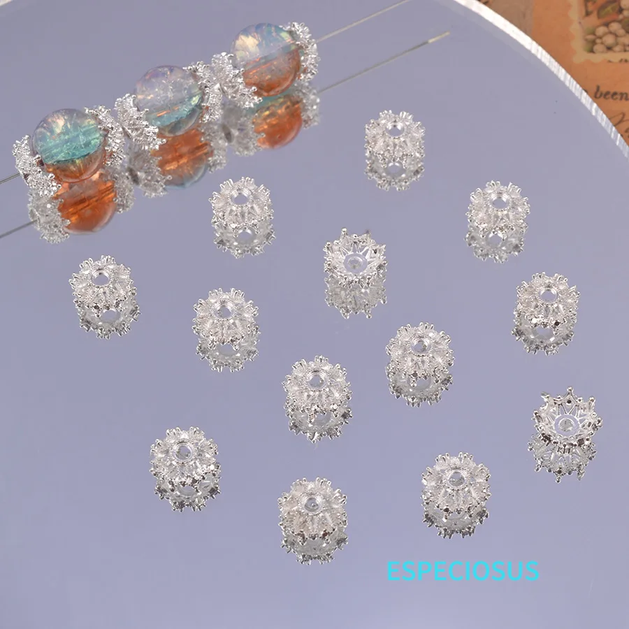 Gold Color Plated Alloy Hollowed Receptacle Beads Holder Vintage Earring Fittings Departments Metal Spacer Jewelry Accessories