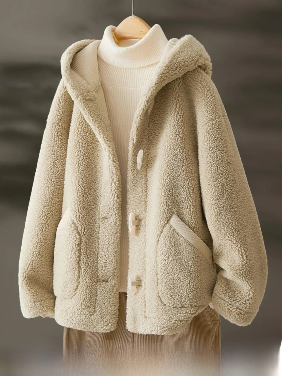 Chaqueta Corta de Piel Sintética uesa de Invierno IHIMI, Abrigo Informal con Capucha para Mujer, Cálido y Versátil, de Fibr...