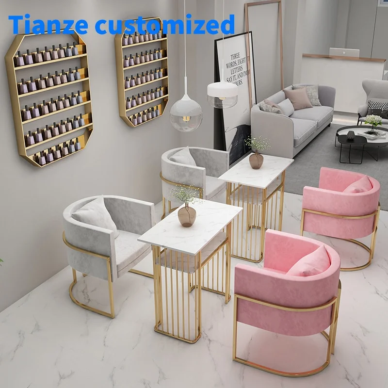 （customized）2025 New Makeup Nails Salon Supplies Equipment furniture Small Nail Tables Beauty Nails Table Desk And Chairs Sets