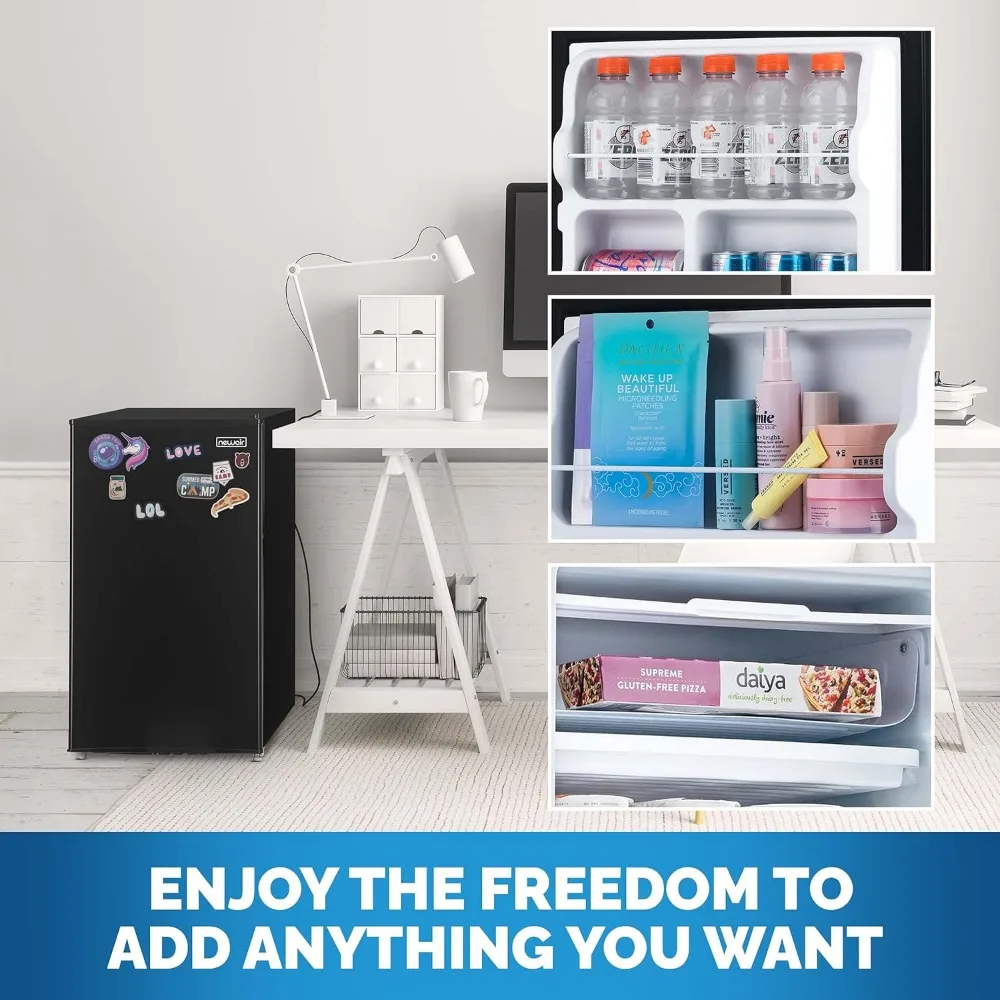 نيفير 3.3 كو. قدم. ثلاجة صغيرة مدمجة مع حجرة مبردة، معتمدة من Energy Star، ثلاجة بباب واحد، موزع علب،