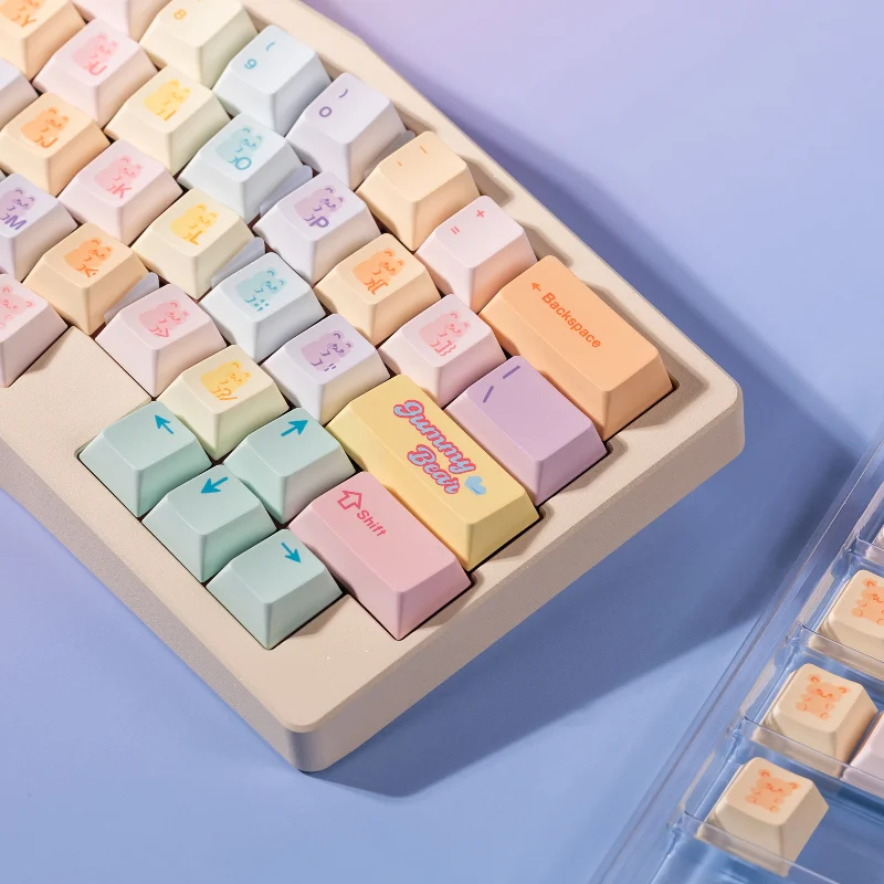 Keyria Labs Gummy Bear Keycaps 166Key PBT Dye-sublimation Customized Cherry Profile for Computer Accessories Mechanical Keyboard