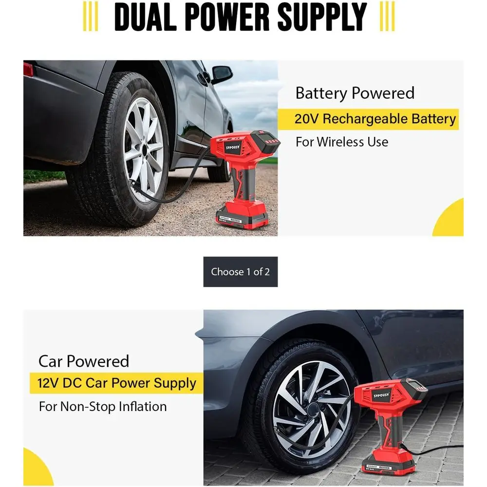 منفاخ إطارات لاسلكي محمول 160 رطل لكل بوصة مربعة مع بطارية 20 فولت، مضخة هواء رقمية سريعة للسيارات والدراجات النارية والدراجات الإلكترونية والمزيد #5