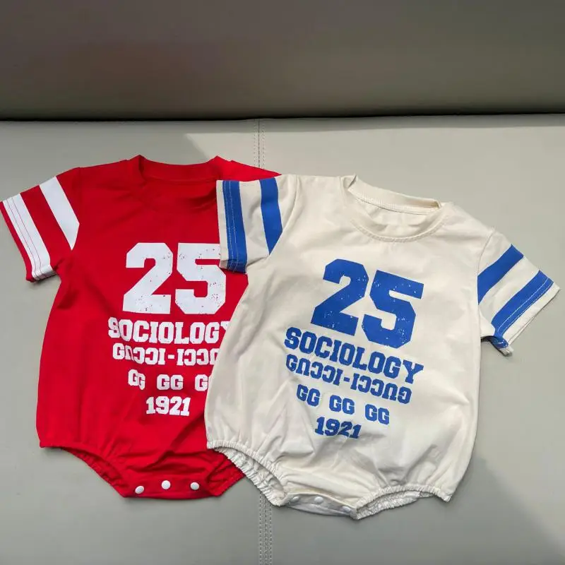 

Summer New Baby Short Sleeve Bodysuit Letter Digital Print Infant Boy Girl Casual Jumpsuit Newborn Toddler Cotton Clothes 0-24M