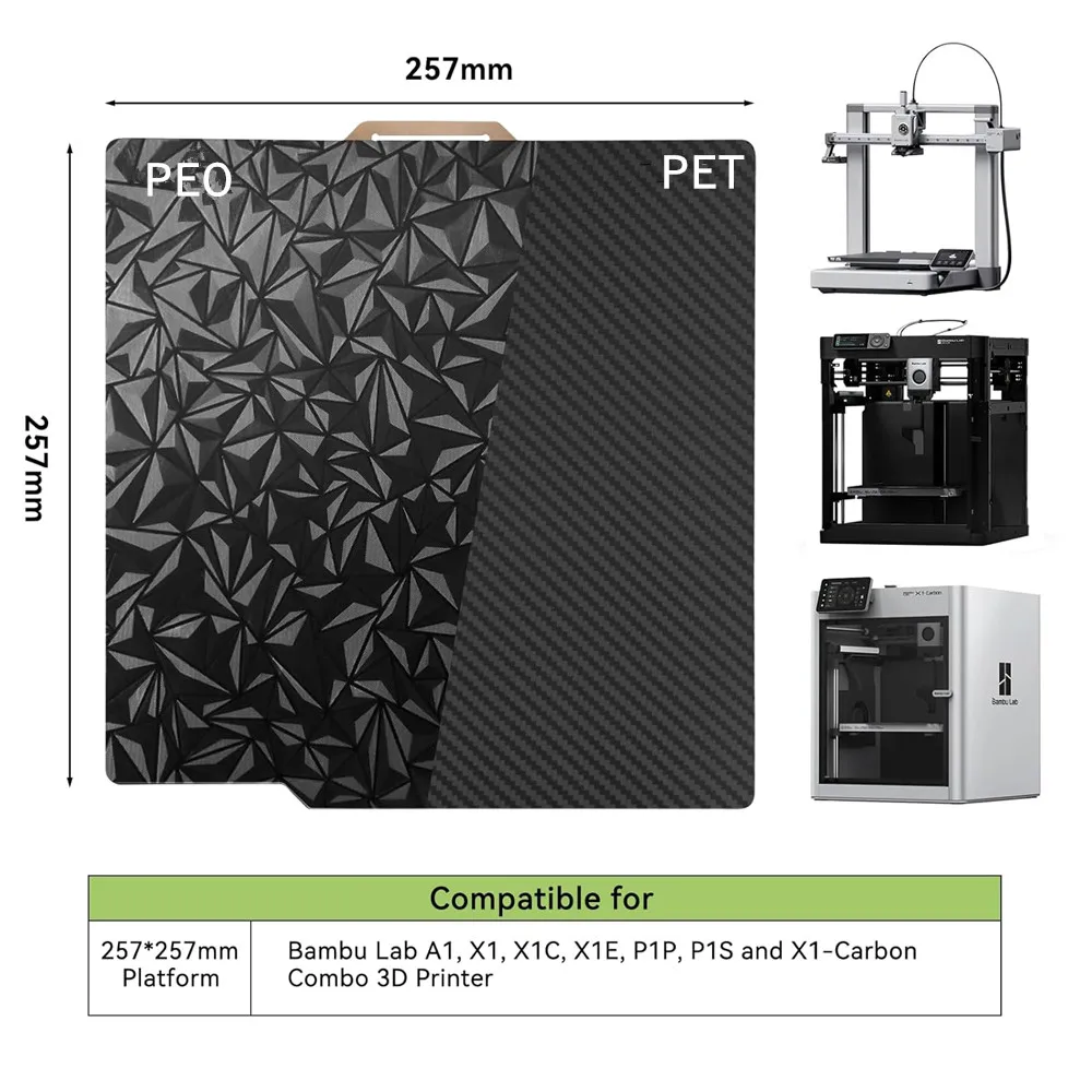 

PEO PET Smooth Build Plate for Bambu Lab X1C X1 X1E P1P P1S P2S A1 PEI Spring Steel Sheet Flexible Print Bed for Bambu Labs