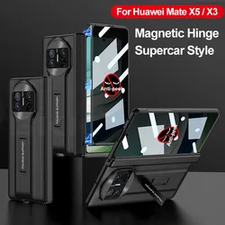 Anti-peek Glass Supercar Style Case For Huawei Mate X5 360 Degree Protective Plastic Matte Stand Cover For Huawei Mate X3 Cases