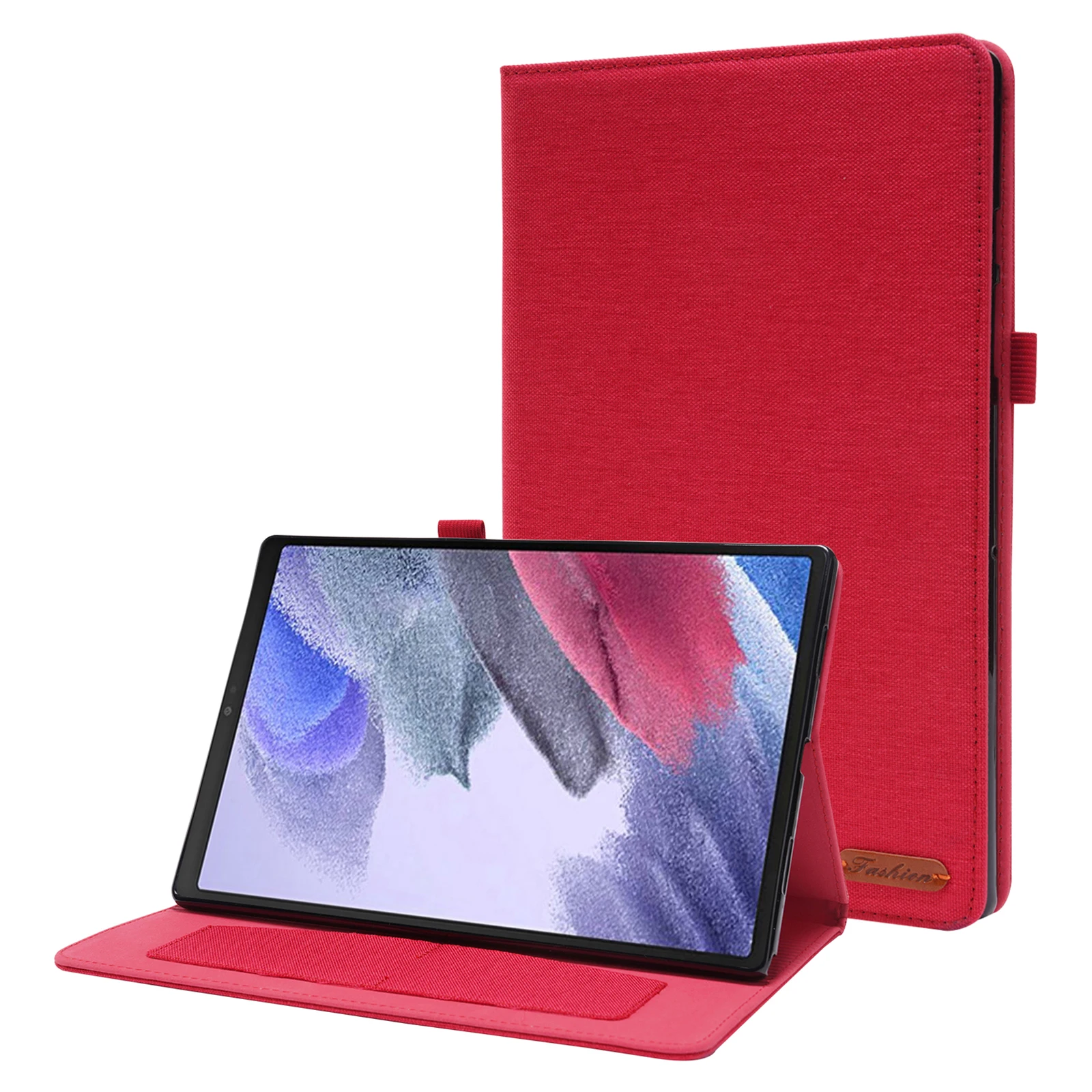 

Для Lenovo Tab M10 (Gen 3) кожаный чехол бизнес-подставка для планшета с гнездом для карт - красный