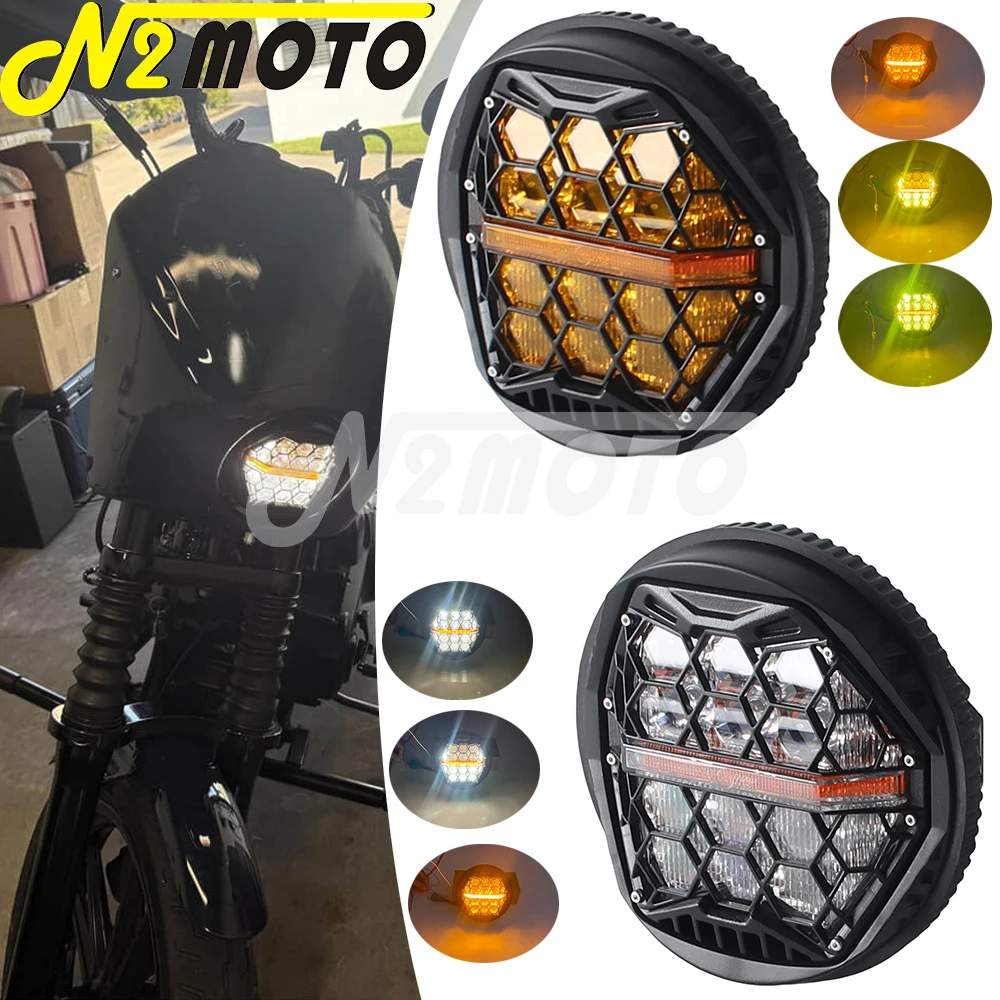 5.75 Inch LED Motorcycle Headlight IP67 Waterproof DRL High Low Beam Head Lamp For Harley Softail Sportster FXSTD XL1200C XL883C