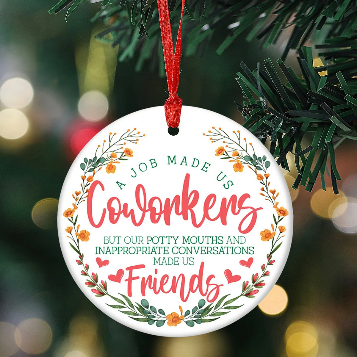 

Круглое керамическое украшение для дома, подвеска в виде рождественской елки, подвесное украшение для окна, камина и сада, подарки для коллегеев