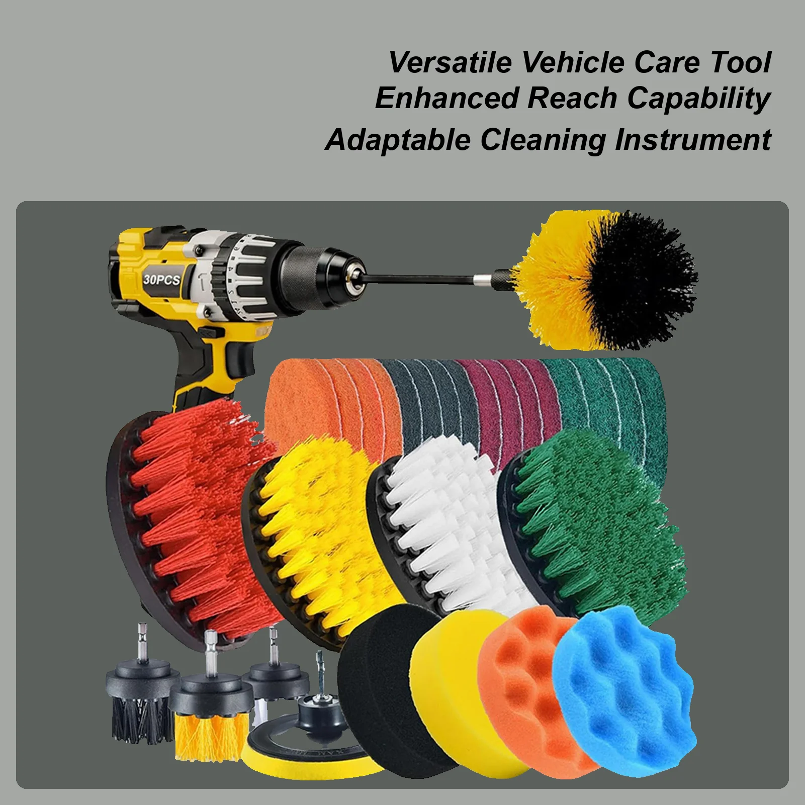

Набор щеток для чистки автомобиля, 30 шт., автомобильные внутренние внешние накладки для чистки, губка, набор насадок для дрели, для грузовика, автомобиля, внедорожника