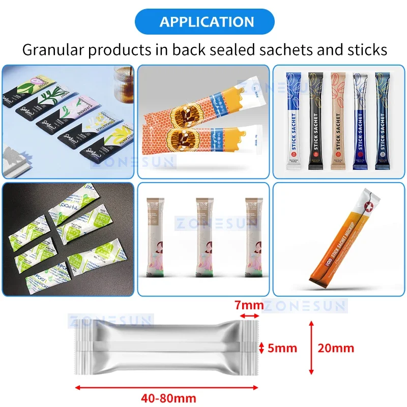 ZONESUN Confezionatrice automatica per granuli VFFS Forma verticale Sigillatura di riempimento Bagger Stick Bustina Pouch Attrezzatura 12 corsie ZS-FSL12