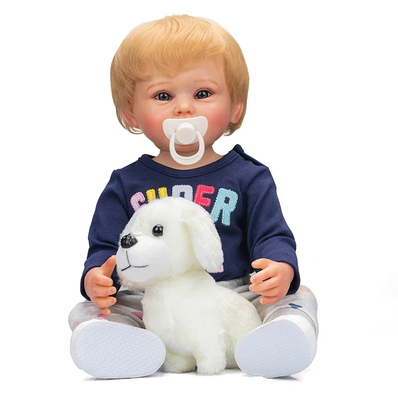 55CM Reborn Baby Boy Bonnie Full Body Vinly Soft Touch Lifelike Painting Skin Toys for Children Gift Can Be Bath Doll