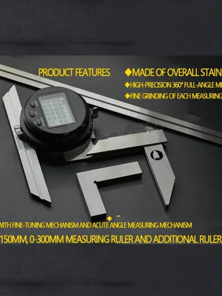 Steel Digital Protractor Ruler 0-360Degree Angle Ruler Protractor Goniometer Gauge Angle Finder Woodworking Measure To