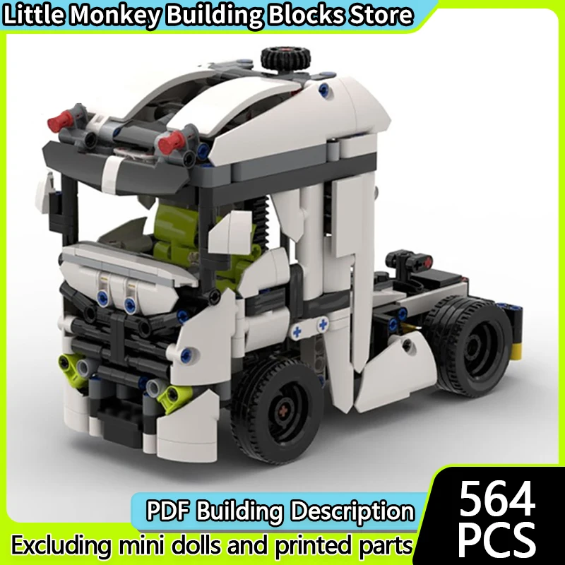 Stadt Auto Modell MOC Bausteine Weiß Transport Semi-Lkw Modulare Technologie Kinder Urlaub Geschenke Montieren Spielzeug Anzug