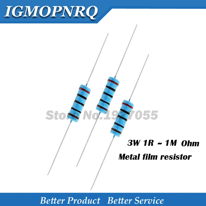 10 pz/lotto resistenza a film metallico 3W 1% 0.1 1R ~ 2.2M 2.2R 4.7R 10R 22R 47R 100R 220R 470R 1K 10K 100K 2.2 4.7 10 22 47 100R 220R 470R