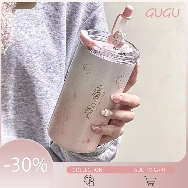 Cute Stainless Steel 316 Thermo Mug Leak-Proof Non-Slip Car Flask Travel Thermal Cup Water Bottle Female Lovely With Straw Gift