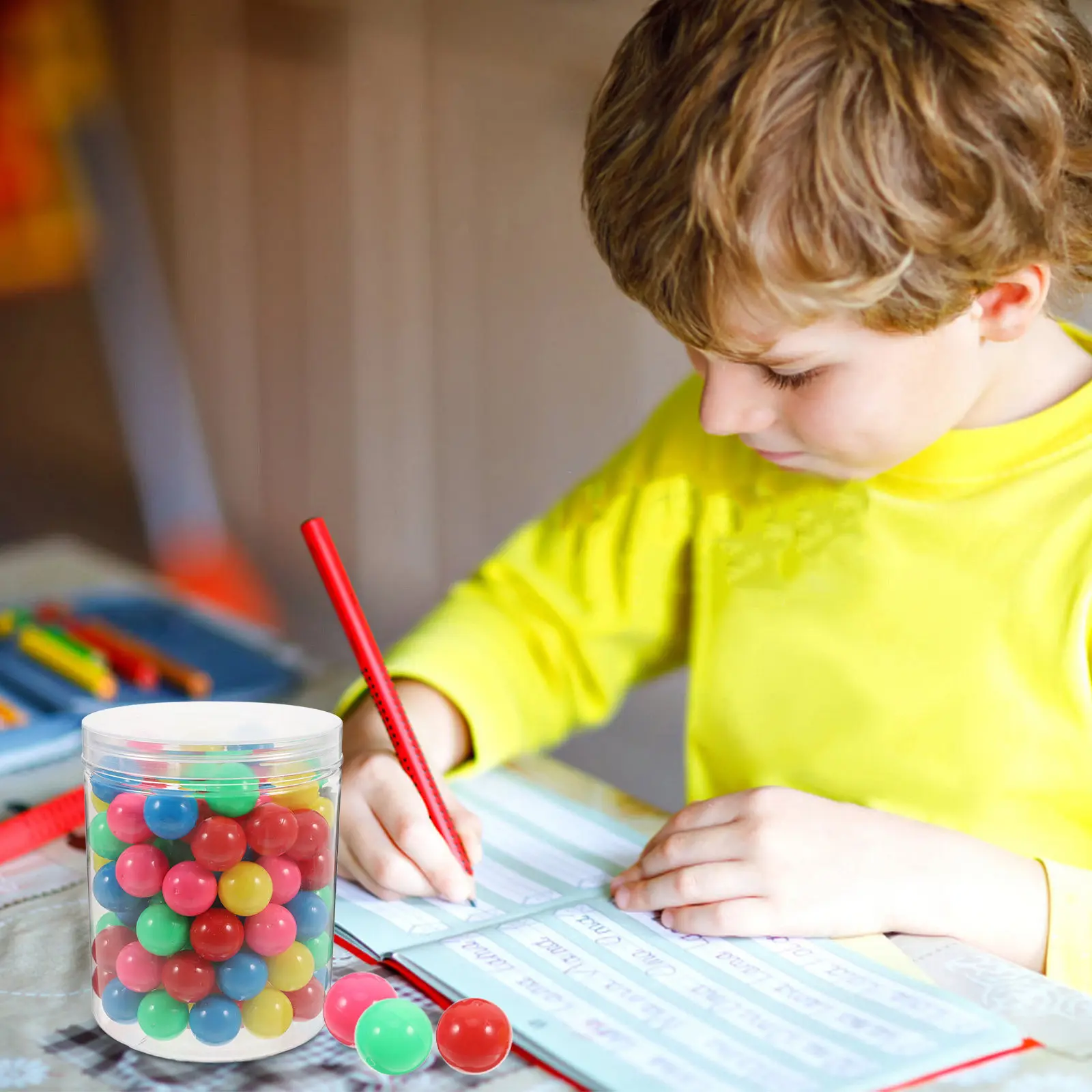 

100Pcs 20Mm Hollow Plastic Counting Balls Vibrant Colors for Math Probability Experiments Teaching Aids Counters for Classroom