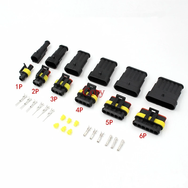 

5 sets Kit 1/2/3/4/5/6 pins AMP 1.5 male and female Plug Automotive waterproof Car Connectors 0.5-1.5mm2 CZYC