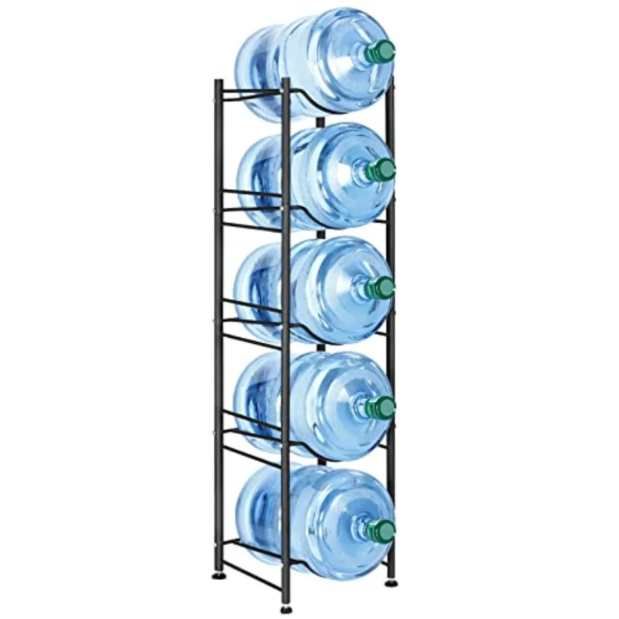 

5 Gallon Water Jug Holder 5 Tier Heavy Duty Water Cooler Jug Storage Rack with Detachable Water Dispenser Stand and Water Bottl
