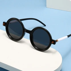Round Fashion Sunglasses For Men Women Designer Retro Leopard Print Stitching Color Eyewear Trendy Outdoor Accessory Sun Glasses